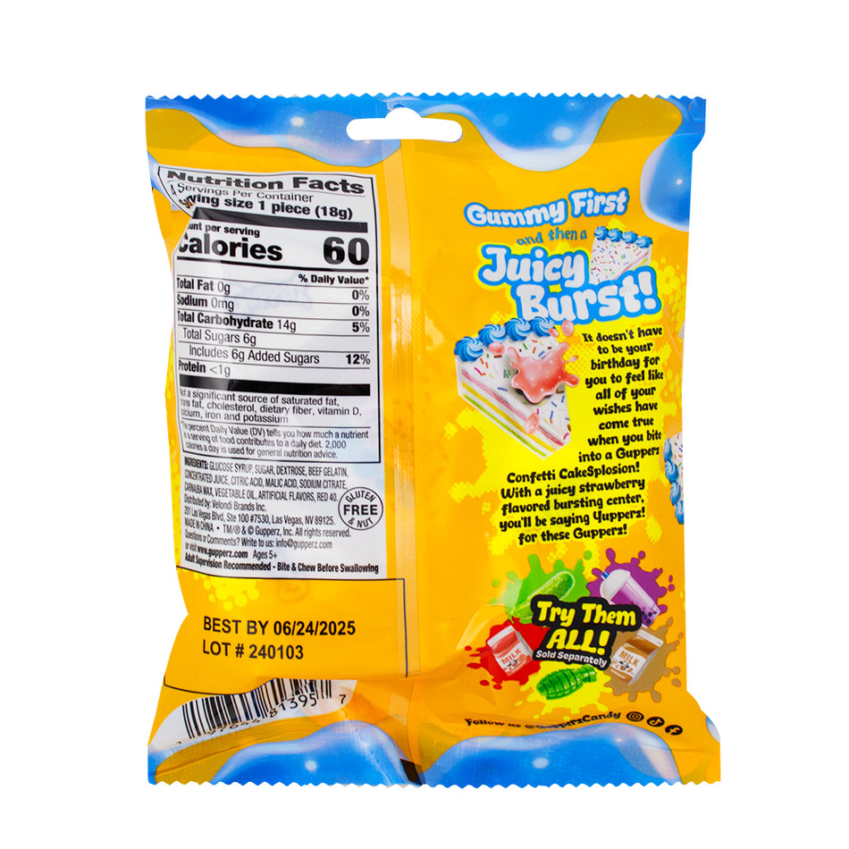 Gupperz Confetti Cake Splosion - 2.54oz  Nutrition Facts Ingredients