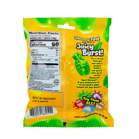 Gupperz Sour Squirt Grenades - 2.54oz   Nutrition Facts Ingredients