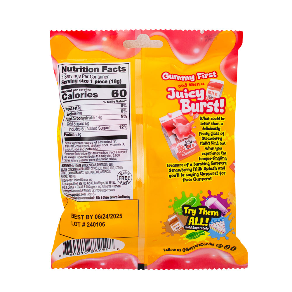 Gupperz Strawberry Milk Splash - 2.54oz  Nutrition Facts Ingredients