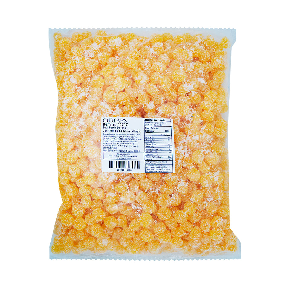 Gustaf's Sour Peach Buttons - 2kg  Nutrition Facts Ingredients