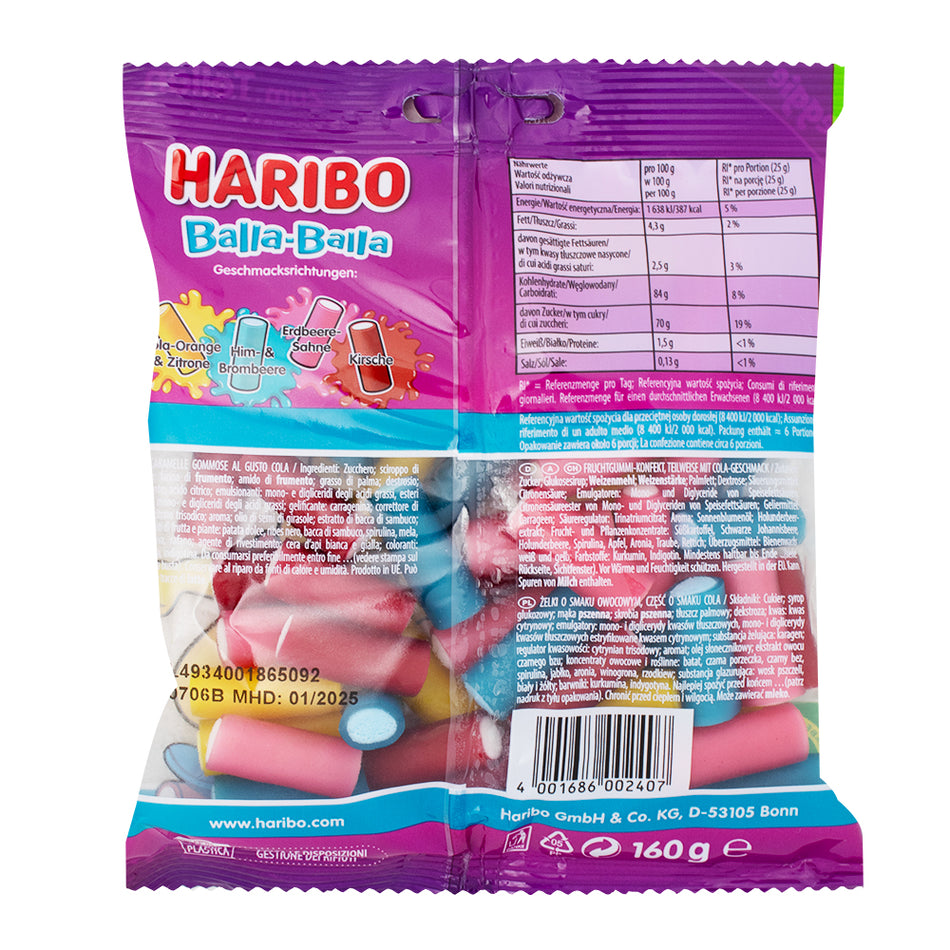 Haribo Euro Balla-Balla - 160g  Nutrition Facts Ingredients