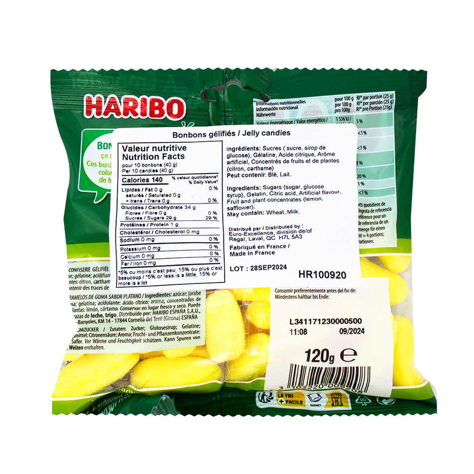 Haribo Bananas - 120g  Nutrition Facts Ingredients