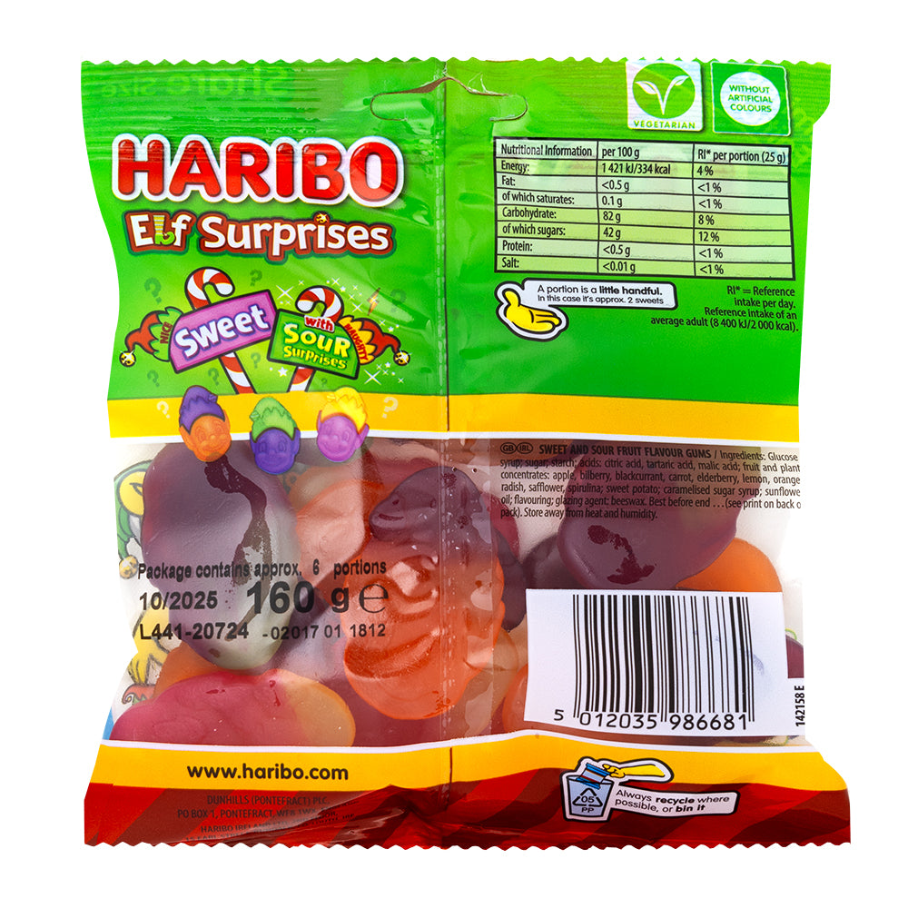 Haribo Elf Surprises (UK) - 160g  Nutrition Facts Ingredients
