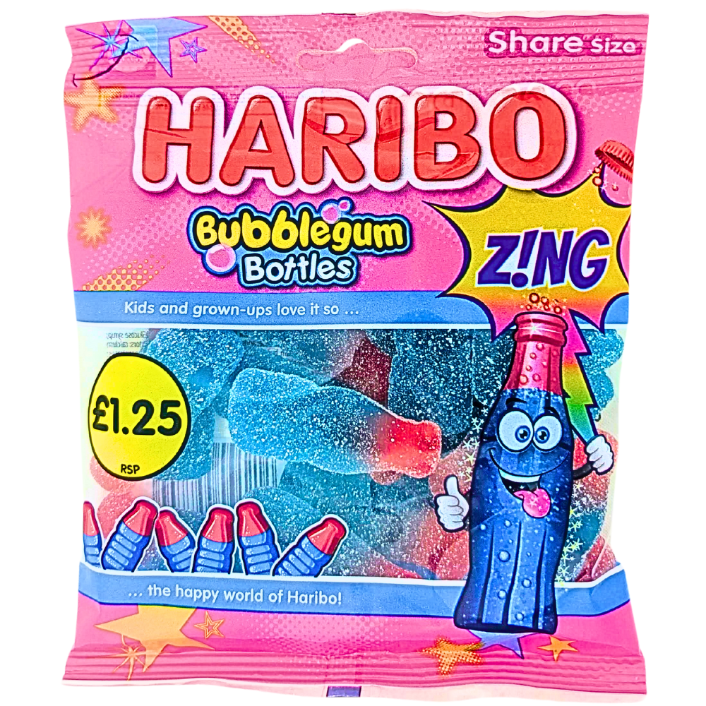 Haribo Fizzy Bubblegum Bottles UK - 140g