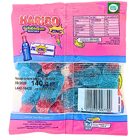 Haribo Fizzy Bubblegum Bottles UK - 140g