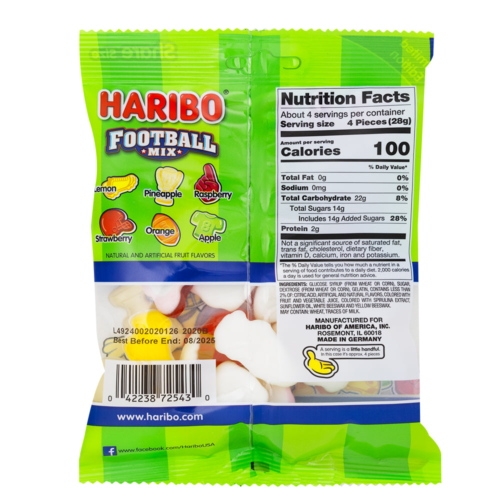 Haribo Football Mix - 4oz  Nutrition Facts Ingredients
