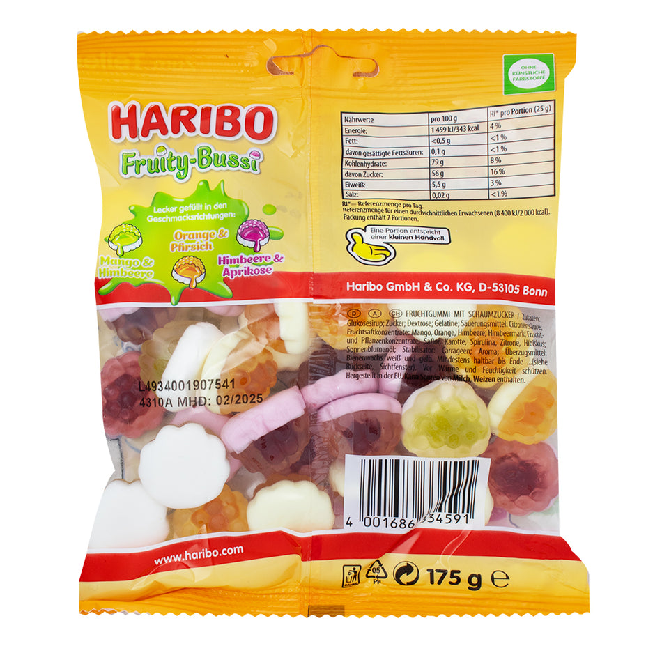 Haribo Euro Fruity-Bussi Gummy Candy - 175g  Nutrition Facts Ingredients