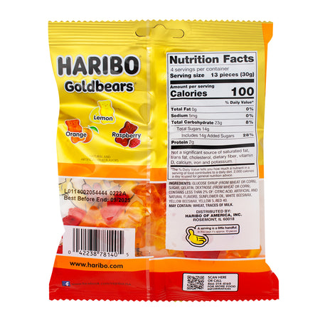 Haribo Gold Bears Fall Edition - 4oz  Nutrition Facts Ingredients - Haribo - Haribo Candy - Haribo Gummy - Haribo Gummies - Gummy - Gummies - Haribo Gold Bears - Haribo Gold - Gummy Bears