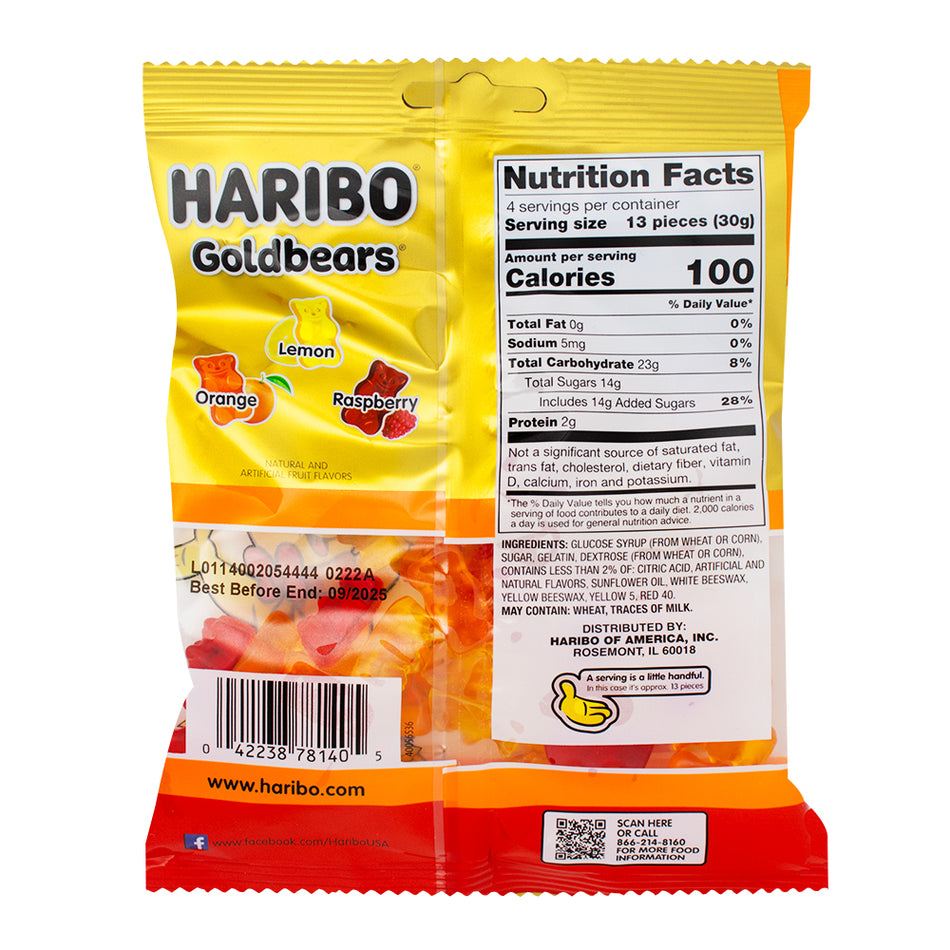 Haribo Gold Bears Fall Edition - 4oz  Nutrition Facts Ingredients - Haribo - Haribo Candy - Haribo Gummy - Haribo Gummies - Gummy - Gummies - Haribo Gold Bears - Haribo Gold - Gummy Bears