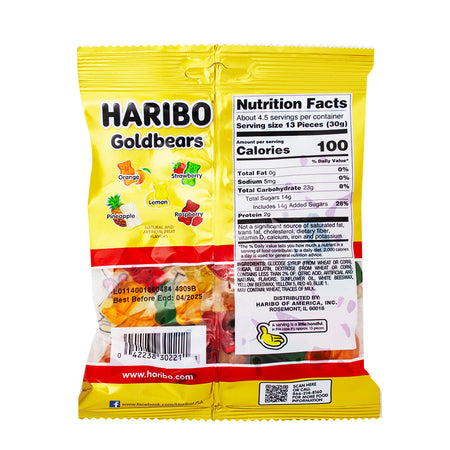 Haribo Gold-Bears Gummi Candy - 5oz  Nutrition Facts Ingredients