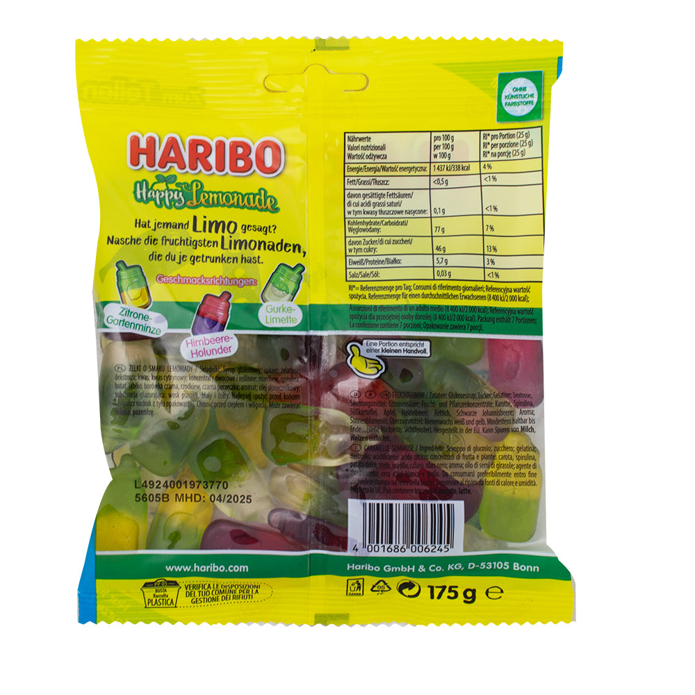 Haribo Lemonade (Germany) - 175g  Nutrition Facts Ingredients