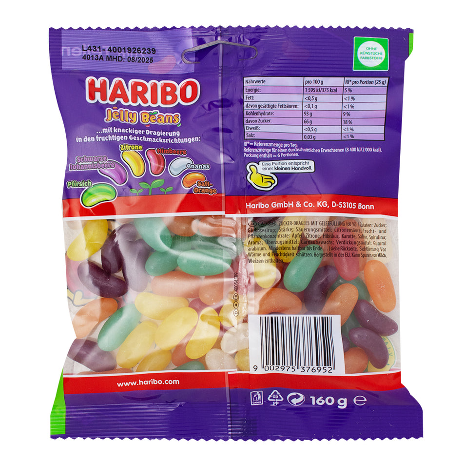 Haribo Euro Jelly Beans - 175g  Nutrition Facts Ingredients