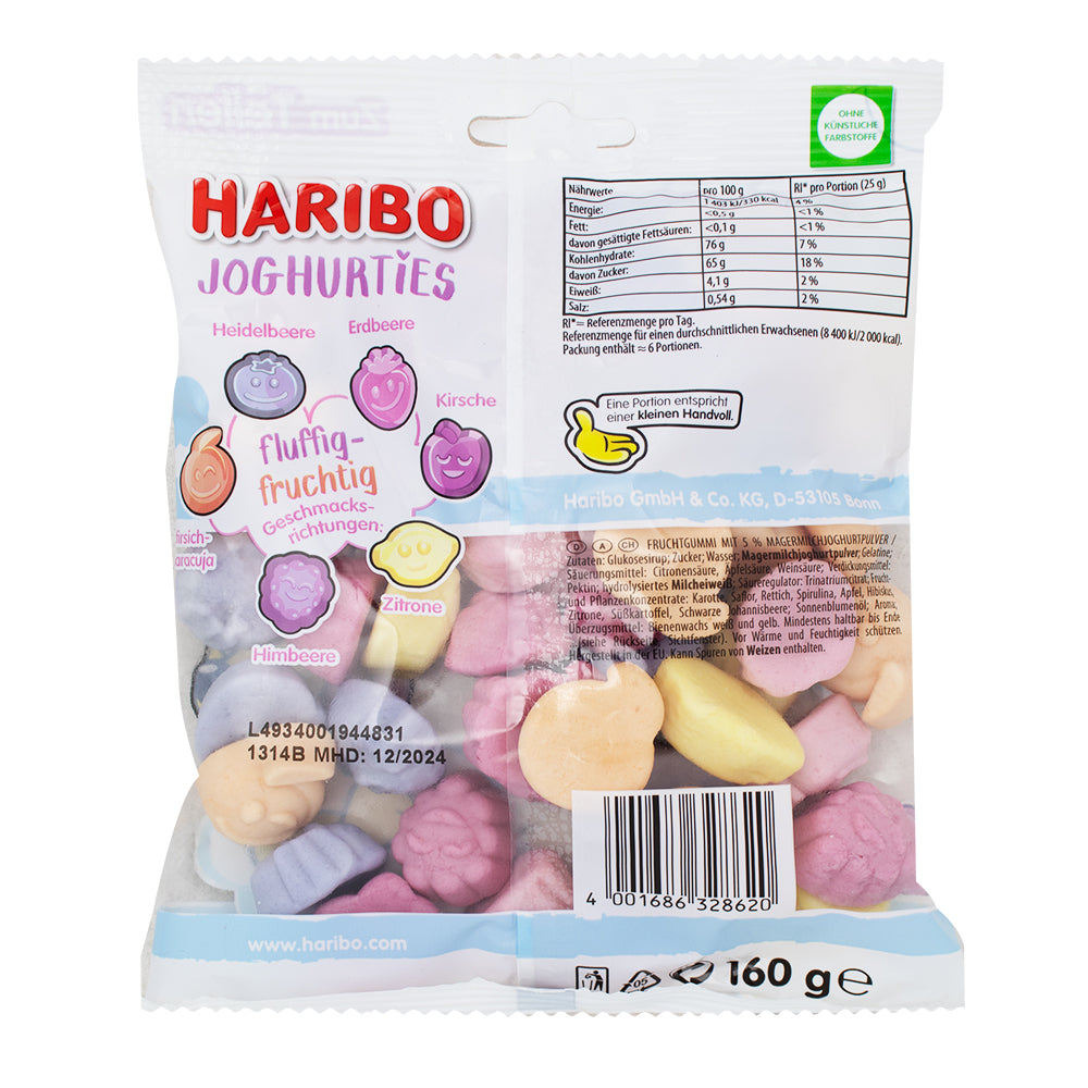 Haribo Euro Joghurties - 160g  Nutrition Facts Ingredients