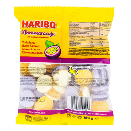 Haribo Maracuja (Germany)- 160g  Nutrition Facts Ingredients - Haribo - Haribo Gummy - Haribo Candy - Haribo Maracuja - Haribo Gummies
