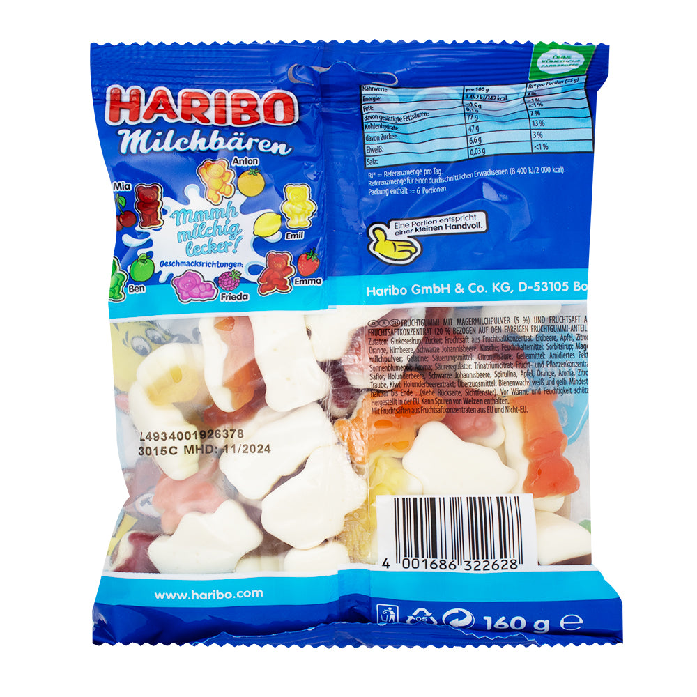 Haribo Milchbaren (Milk Bears) - 160g   Nutrition Facts Ingredients