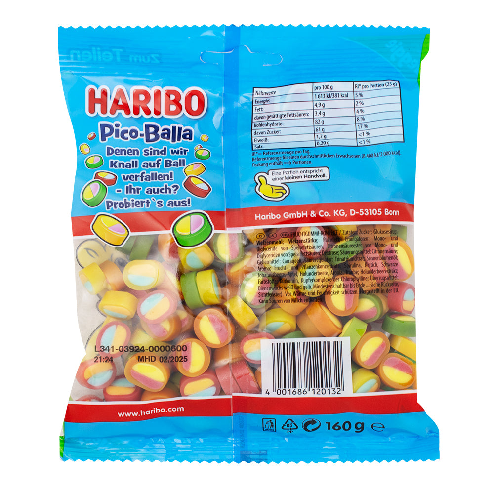 Haribo Euro Pico-Balla - 160g  Nutrition Facts Ingredients