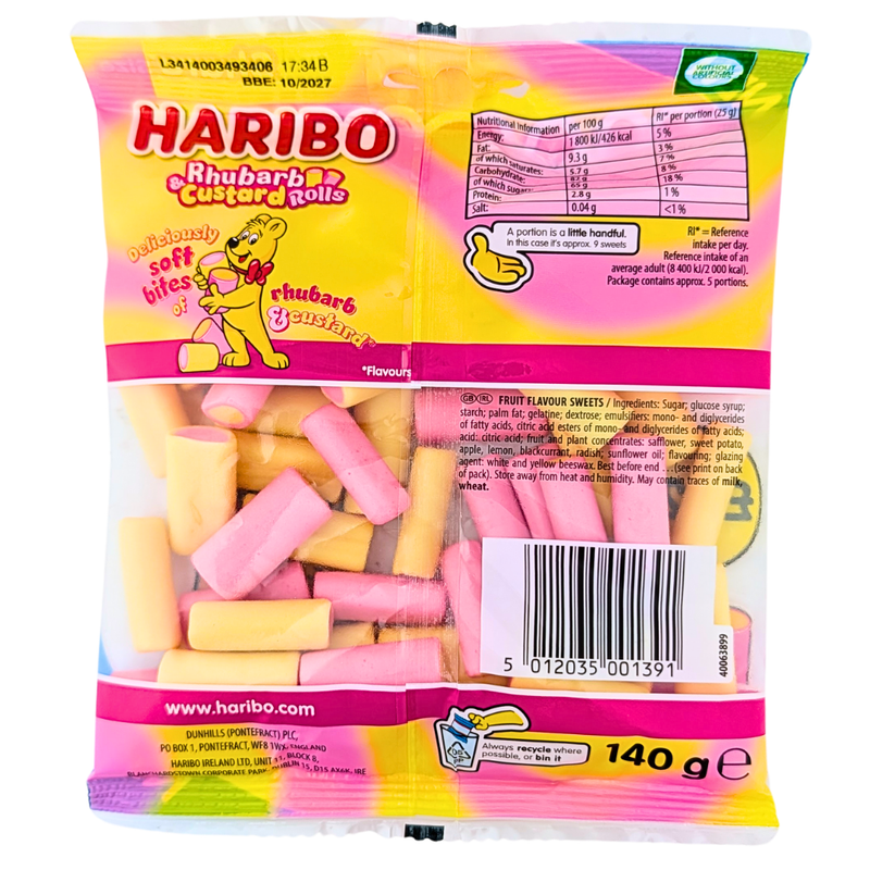 Haribo Rhubarb & Custard Rolls (UK) - 140g