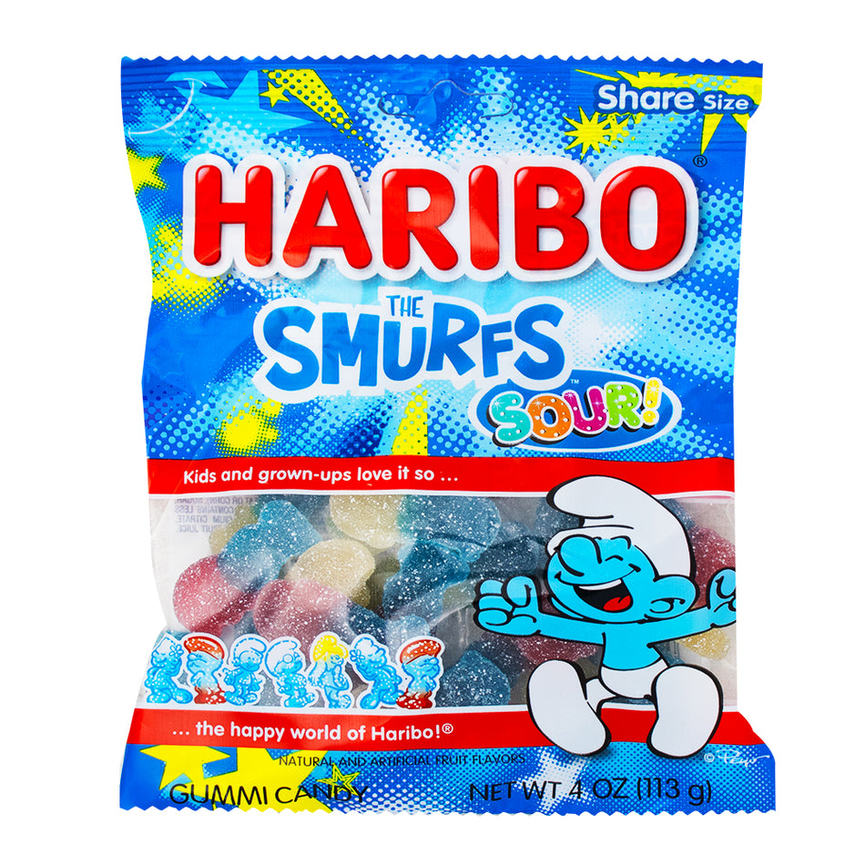 Haribo Smurfs Sour! Gummy Candy - 4oz.