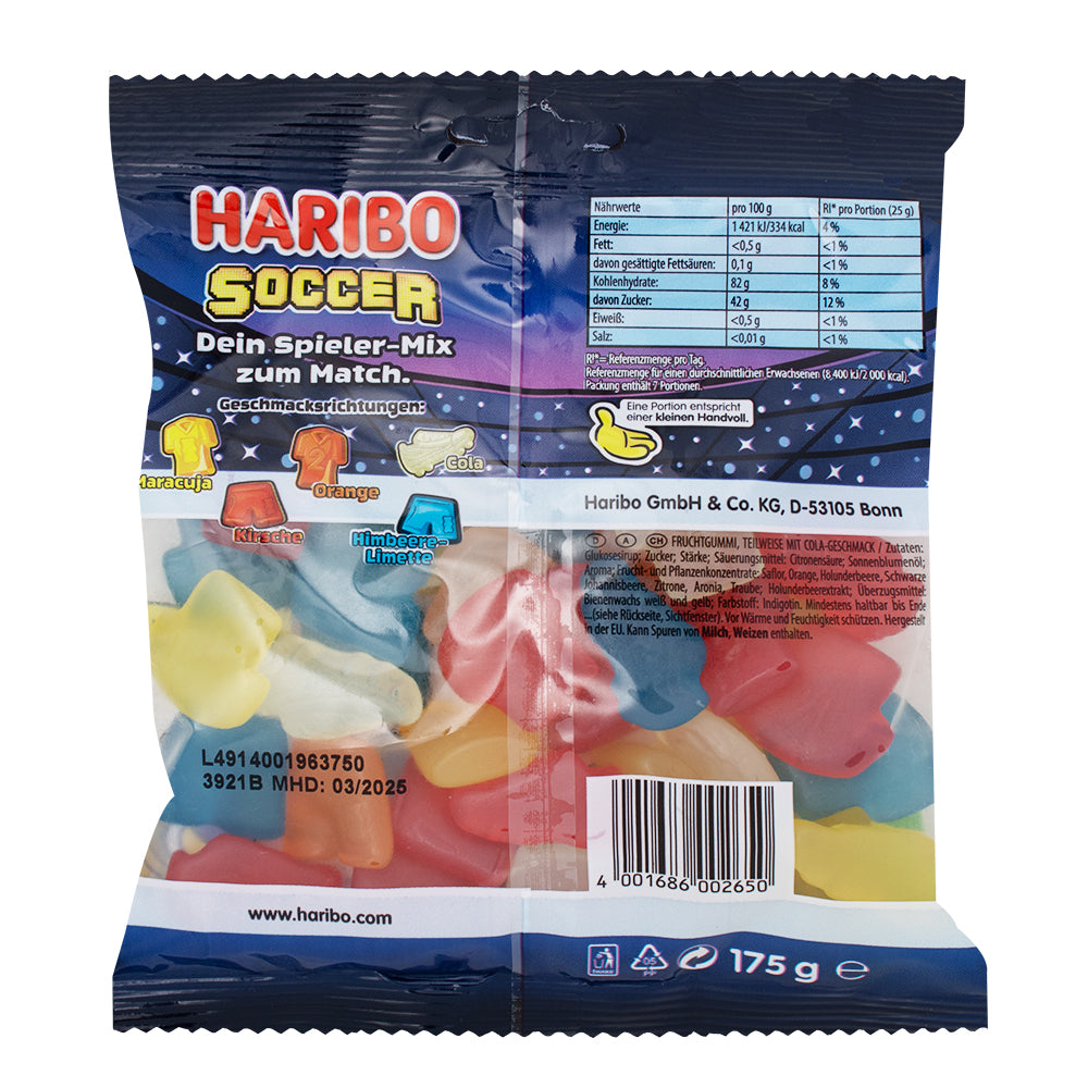 Haribo Soccer (Germany) - 175g  Nutrition Facts Ingredients