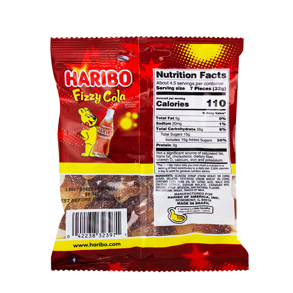 Haribo Fizzy Cola Gummy Candy - 5oz  Nutrition Facts Ingredients