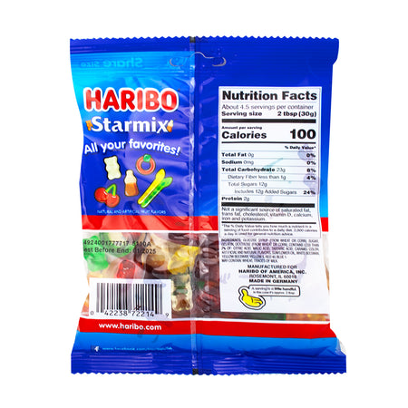 Haribo Starmix - 5oz  Nutrition Facts Ingredients