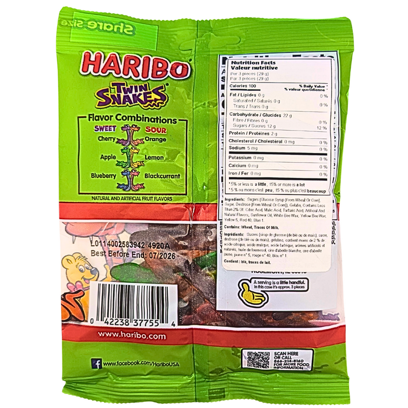Haribo Twin Snakes Gummy Candy - 5oz