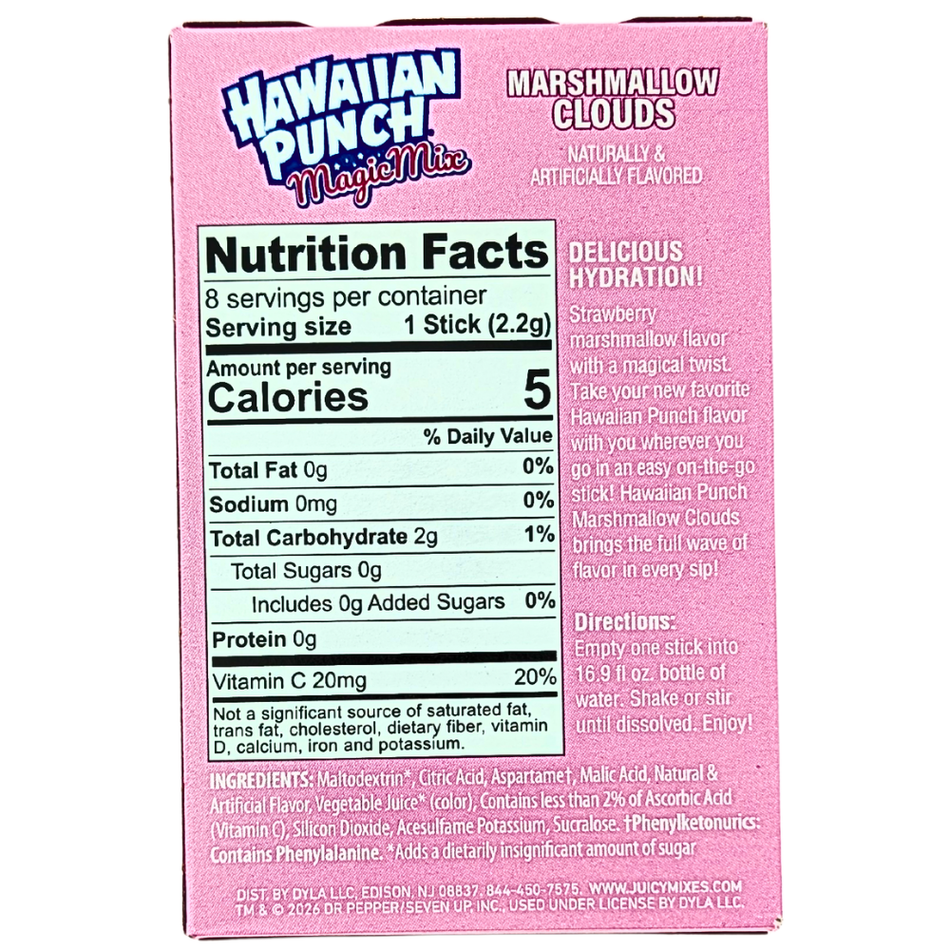 Hawaiian Punch Singles To Go Zero Sugar - Magic Mix Marshmallow Clouds - 17.6g