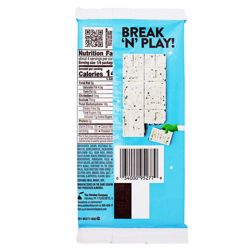 Hershey's Build-a-Snowman Cookies n Creme - 4oz Nutrition Facts Ingredients - Hershey's Build-a-Snowman Cookies 'n Creme - Holiday Chocolate DIY - Snowman-Shaped Chocolate Treat - Festive Cookies and Creme Bar - Winter Wonderland Chocolate Fun - Seasonal Candy Creations