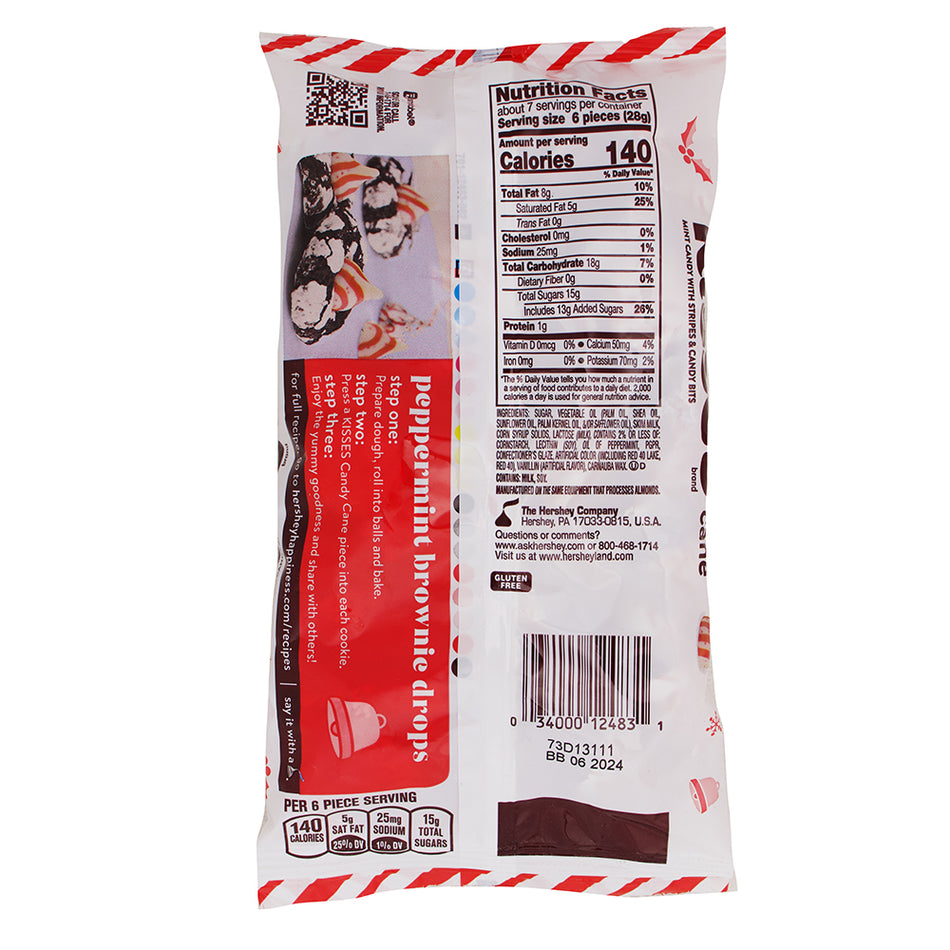 Hershey's Kisses Candy Cane - 7oz Nutrition Facts Ingredients - Hershey's Kisses Candy Cane - Peppermint Chocolate Kisses - Holiday Candy Delights - Festive Red and White Treats - Christmas Chocolate Indulgence - Seasonal Candy Stocking Stuffers