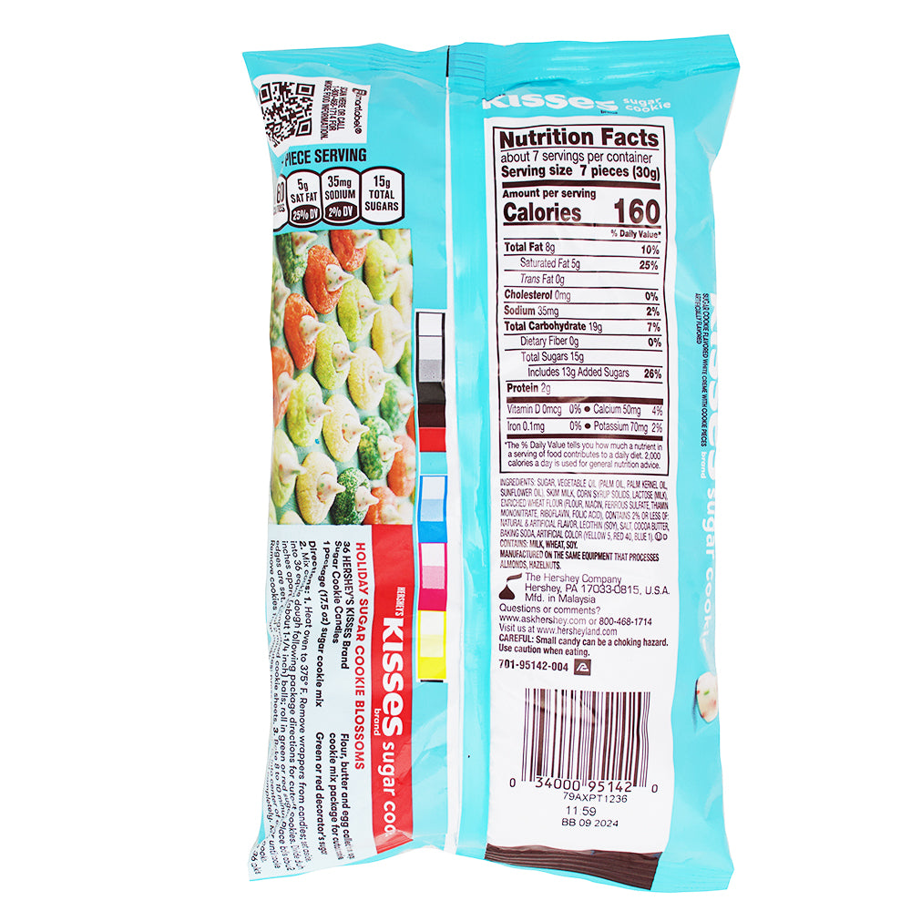Hershey Sugar Cookie Kisses White Creme - 7oz Nutrition Facts Ingredients - Hershey's Kissess - Hershey's Sugar Cookie Kisses - Sugar Cookie Kisses