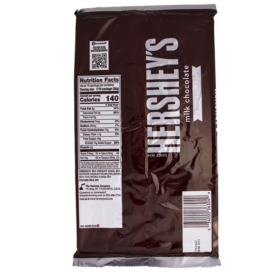 Hershey's Milk Chocolate 1lb Bar Nutrition Facts Ingredients - Hershey's 1lb Milk Chocolate Bar - Holiday Chocolate Treat - Festive Chocolate Delight - Giant Milk Chocolate - Christmas Chocolate Indulgence - Seasonal Chocolate Gift - Hershey's Holiday Tradition - Hershey’s Chocolate