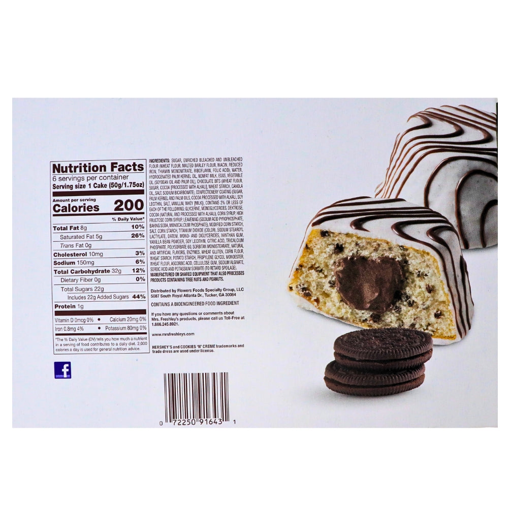 Mrs Freshleys Cookies and Cream - 128g Nutrition Facts - Ingredients - American Snacks from Mrs Freshley