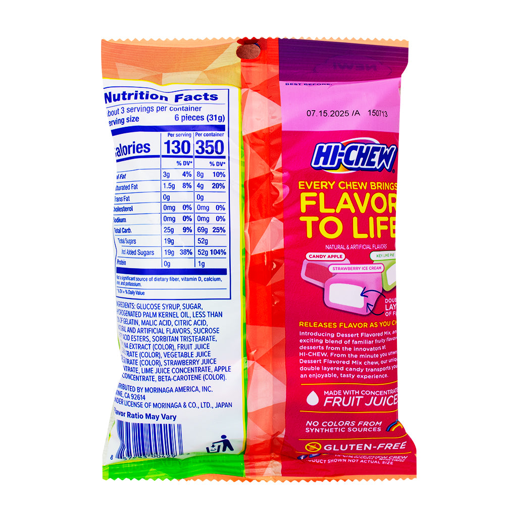 Hi-Chew Peg Bag Dessert - 85g  Nutrition Facts Ingredients