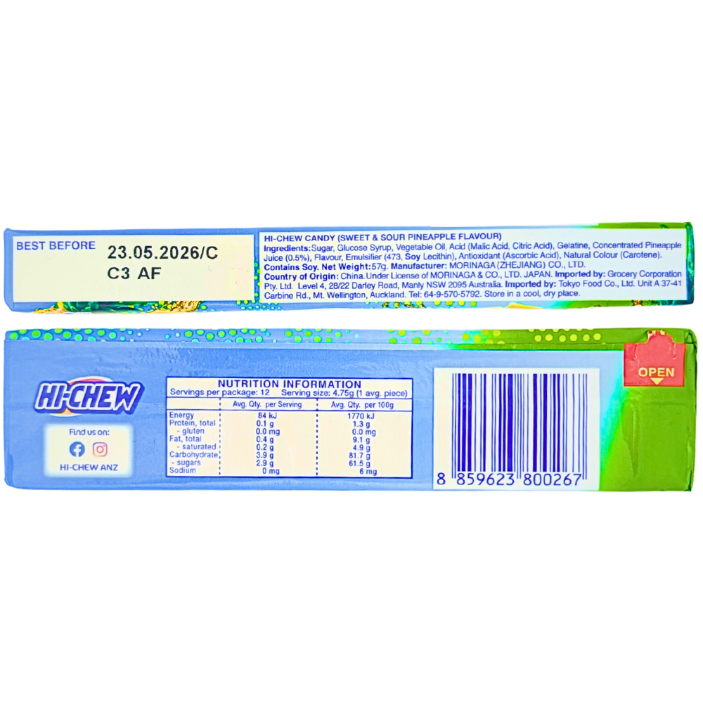 Hi-Chew Sours Pineapple (Aus) - 57g