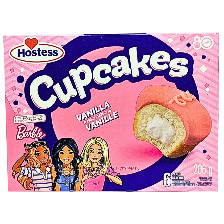 Hostess Barbie Vanilla Cupcakes 6 Pack - 206g