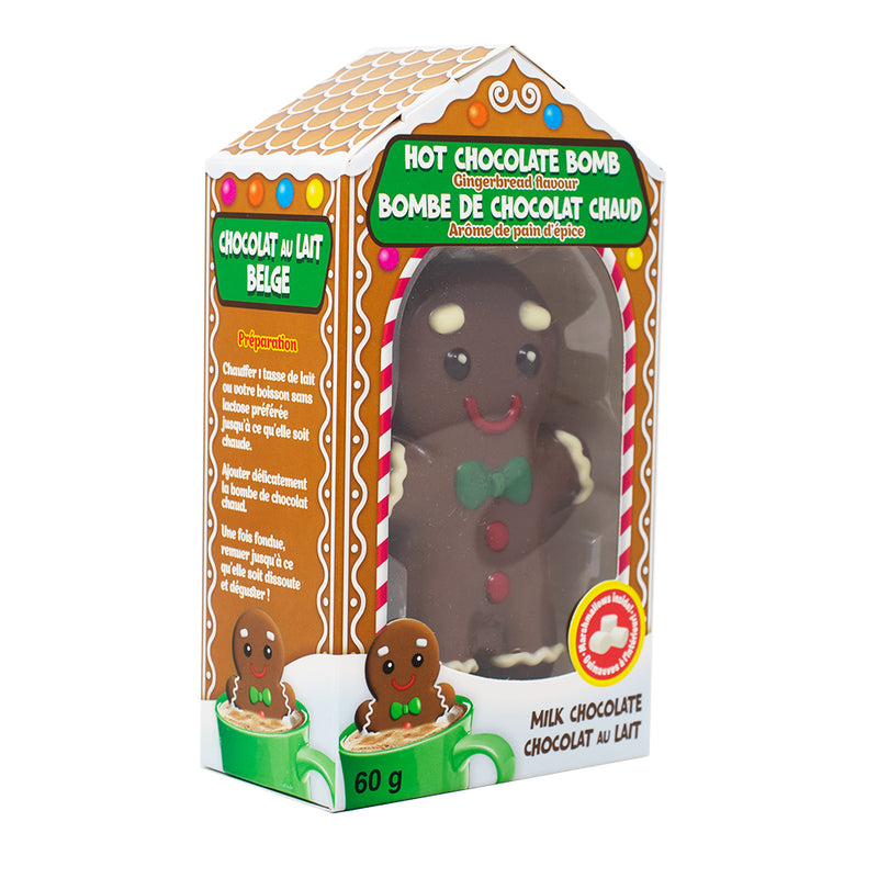 Gingerbread Hot Chocolate Bomb - 60g - Christmas hot chocolate bomb - Gingerbread hot cocoa bomb - Holiday drink mix - Festive chocolate treat - Winter beverage - Christmas gift idea - Hot chocolate gift set - Seasonal indulgence - Cozy winter drink - Christmas stocking stuffer