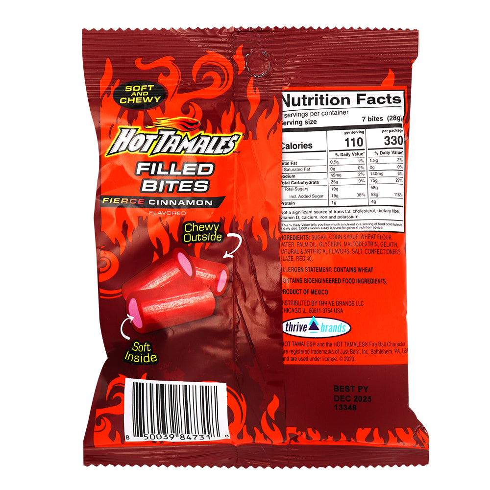 Hot Tamales Filled Bites Fierce Cinnamon - 85g   Nutrition Facts Ingredients

