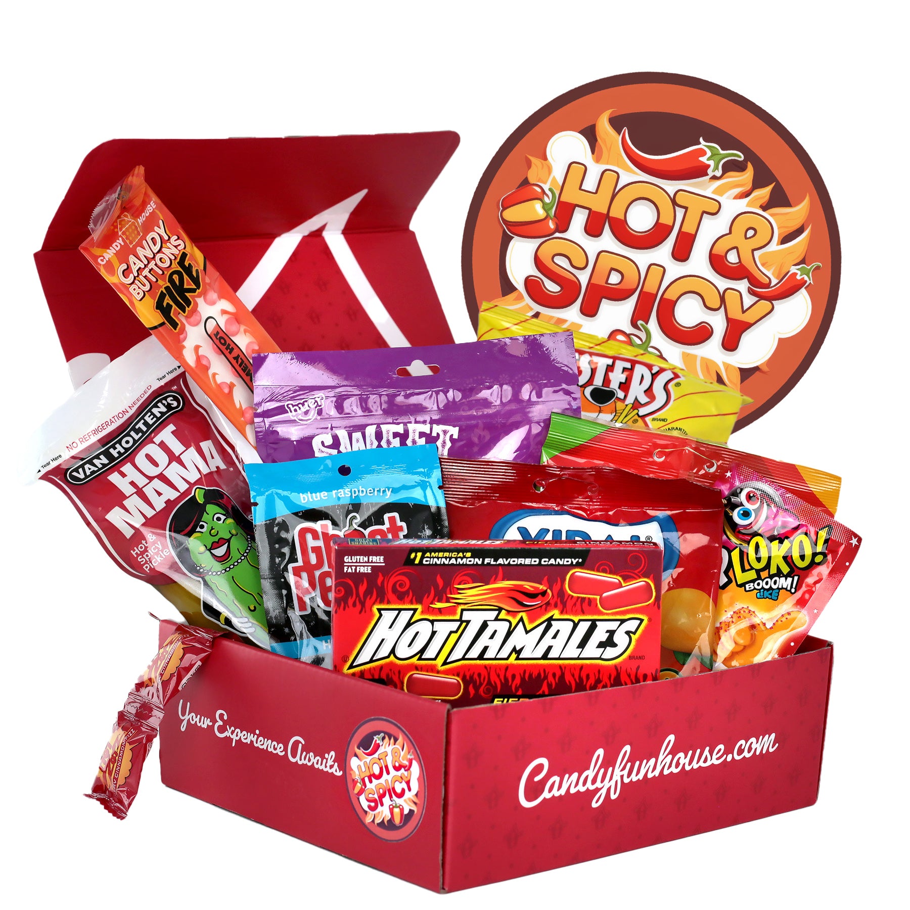 Hot'n Spicy Funbox - Candy Funbox - Candy Funhouse Candy Funbox - Spicy Candy - Spicy Snacks - Spicy Treats