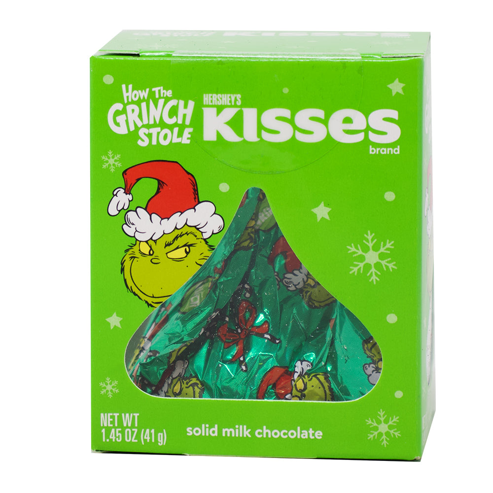 Hershey's Large Solid Milk Chocolate Kisses Grinch - 1.45oz - Stocking Stuffer - Secret Santa - American Candy