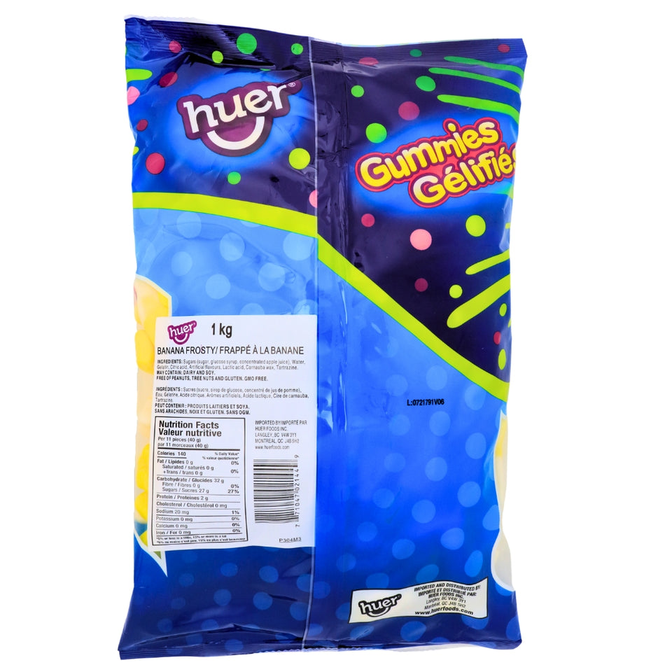 Huer Banana Frosty - 1kg Nutrient Facts - Ingredients