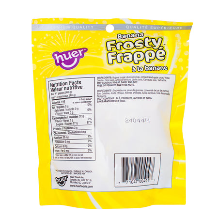 Huer Banana Frosty - 150g  Nutrition Facts Ingredients