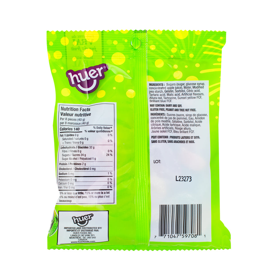 Huer Gummy Sour Suckers - 120g  Nutrition Facts Ingredients