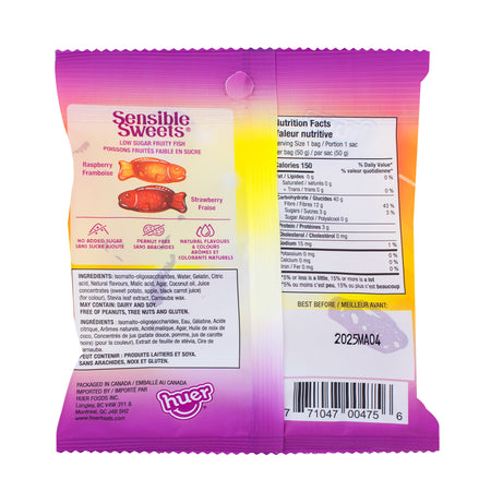 Huer Sensible Sweets Low Sugar Bears - 50g  Nutrition Facts Ingredients