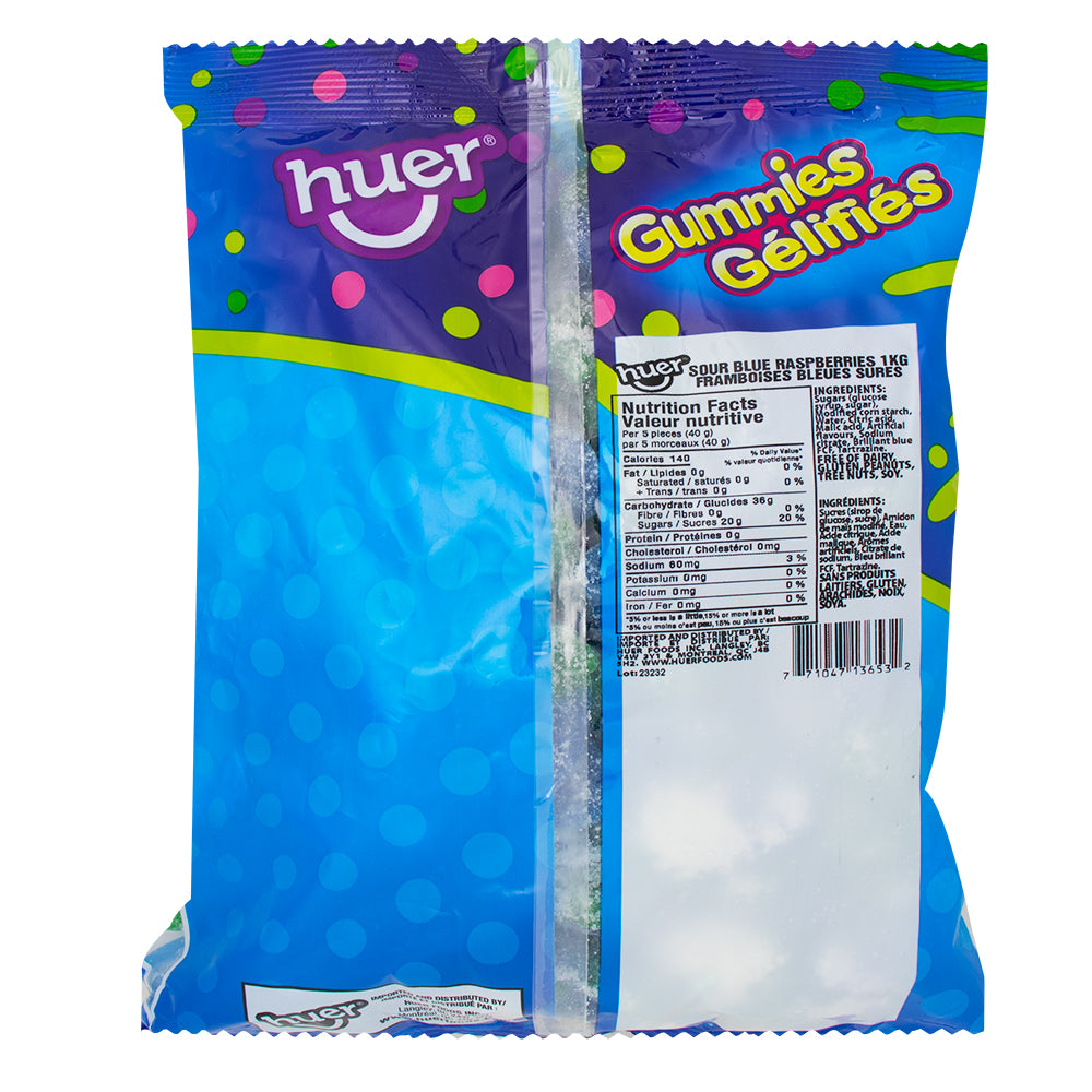 Huer Sour Blue Raspberries Gummy Candy - 1kg  Nutrition Facts Ingredients - Huer - Huer Candy - Huer Gummies - Sour Candy - Sour Gummies - Blue Raspberry - Sour Blue Raspberry - Blue Raspberry Gummies