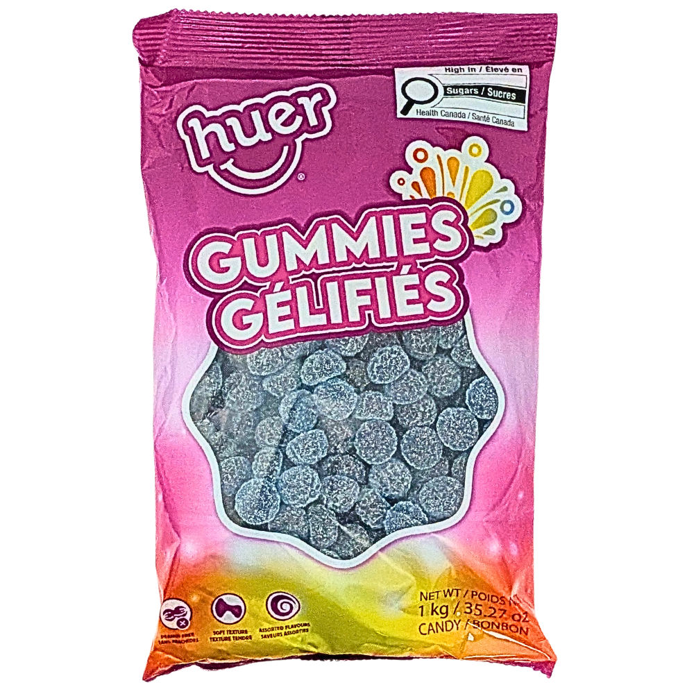 Huer Sour Blue Razzberries Gummy Candy - 1kg