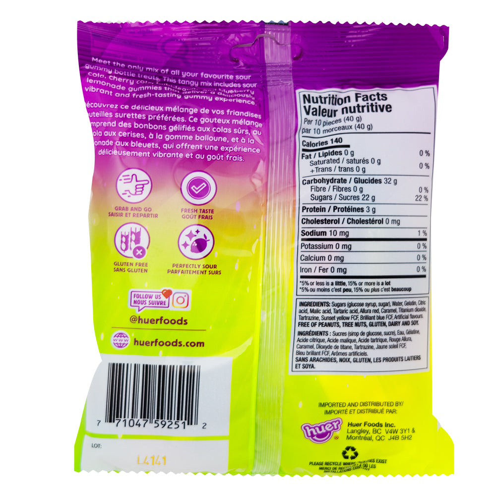 Huer Sour Bottle Mix - 120g  Nutrition Facts Ingredients
