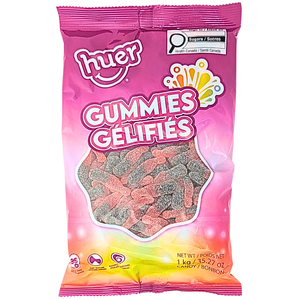 Huer Sour Cherry Cola Bottles Candy - 1kg