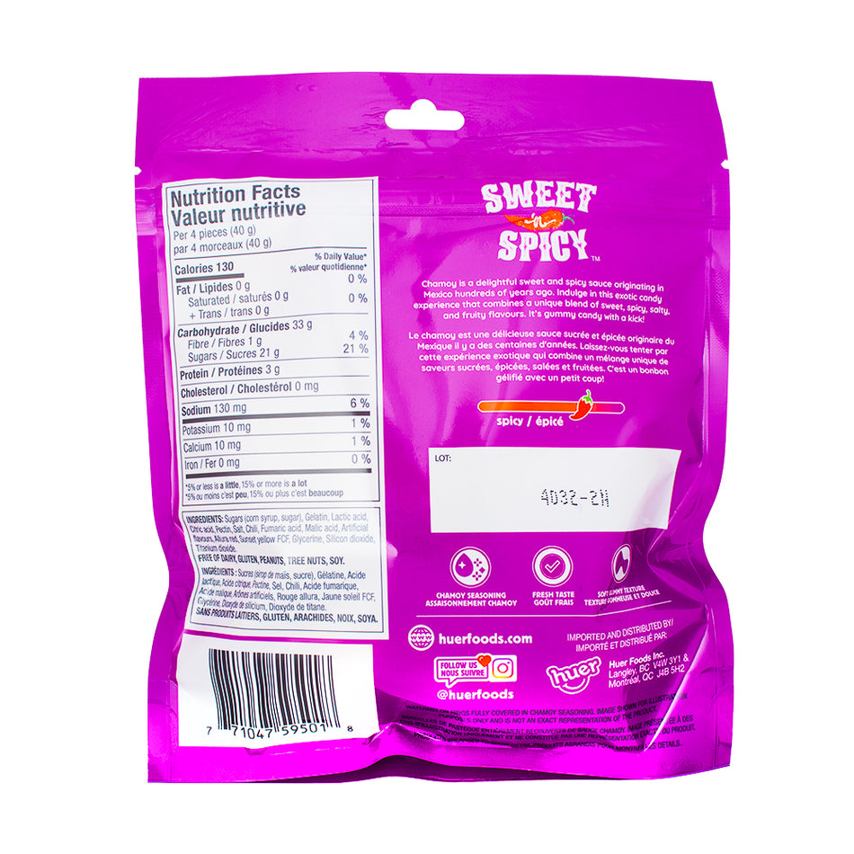 Huer Sweet n' Spicy Watermelon Rings - 140g  Nutrition Facts Ingredients - Huer - Huer Candy - Huer Gummy - Sweet and Spicy Candy - Spicy Candy - Watermelon Candy - Watermelon Rings - Gummy Rings