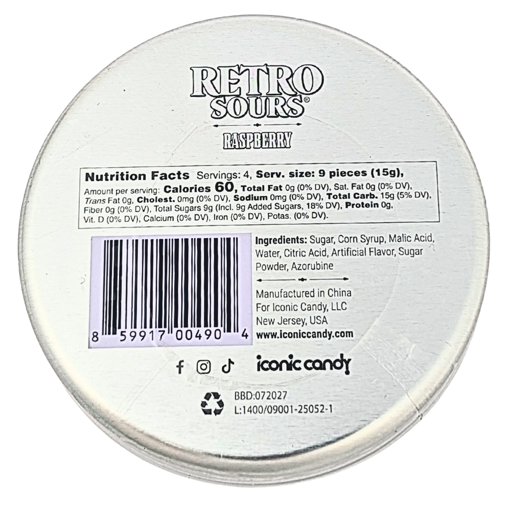Iconic Retro Sours Raspberry - 2.12oz