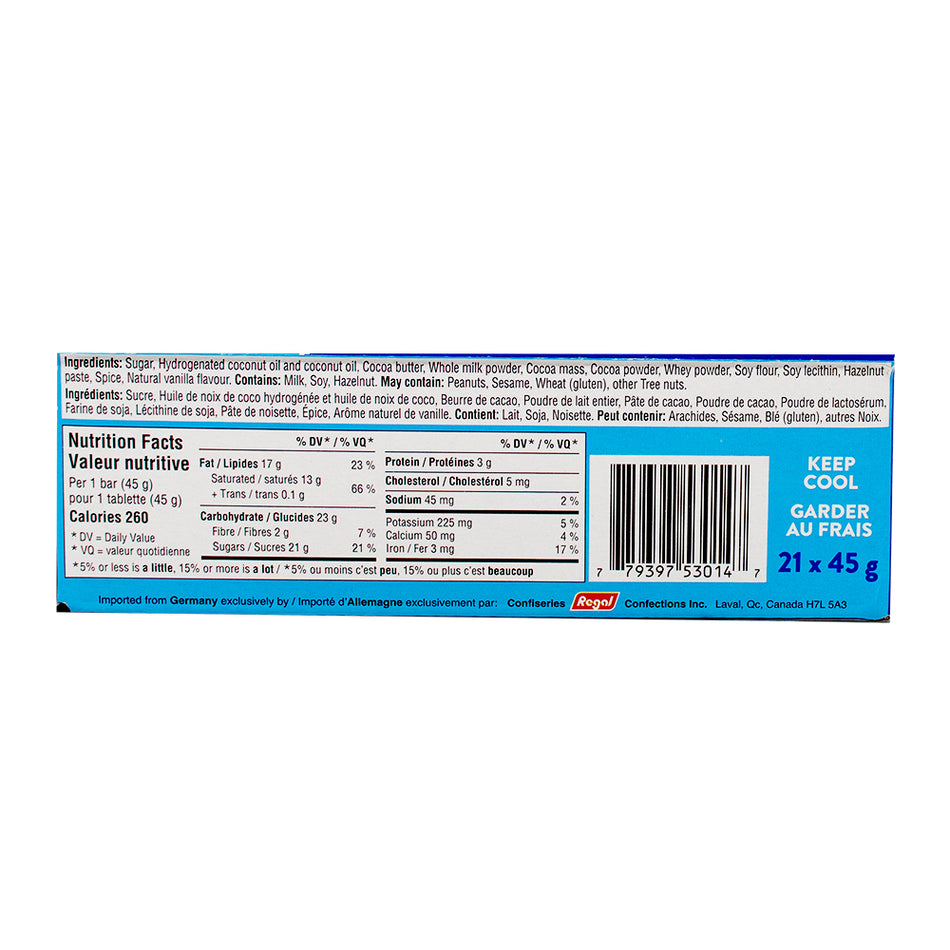 Icy Bar Milk - 45g Nutrition Facts Ingredients - Icy Bar - Icy Bar Chocolate - Icy Bar Milk - German Chocolate - Milk Chocolate Bar